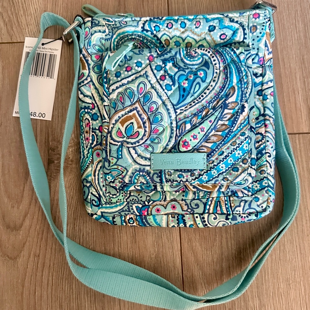 Vera Bradley Aqua Paisley Shoulder Bag RFID